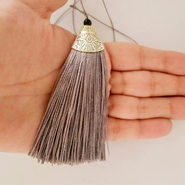 Grey Tassels Artificial Silk Tassel with Cone Cap, Earring Tassel, Bridal Tassels